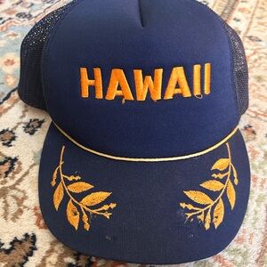 Hawaii Embroidered Blue and Yellow Cap